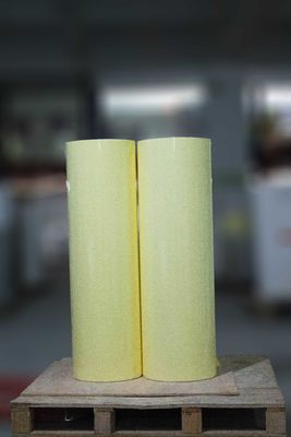 Self Adhesive Sticker Paper Roll 50 transparan PET perekat akrilik 140 kuning