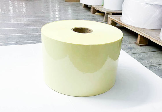 Harga yang bagus Self Adhesive Sticker Paper Roll 50 transparan PET perekat akrilik 140 kuning on line